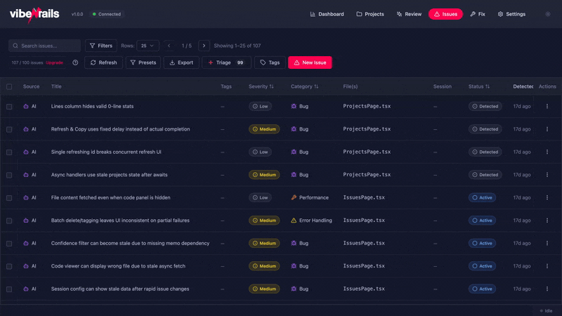 Animated demo of applying multiple filters to the issue table