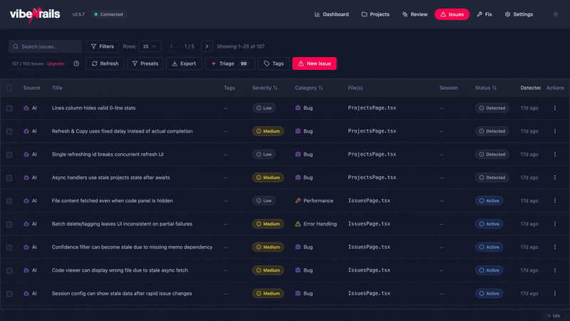 Animated demo of keyboard navigation through triage mode